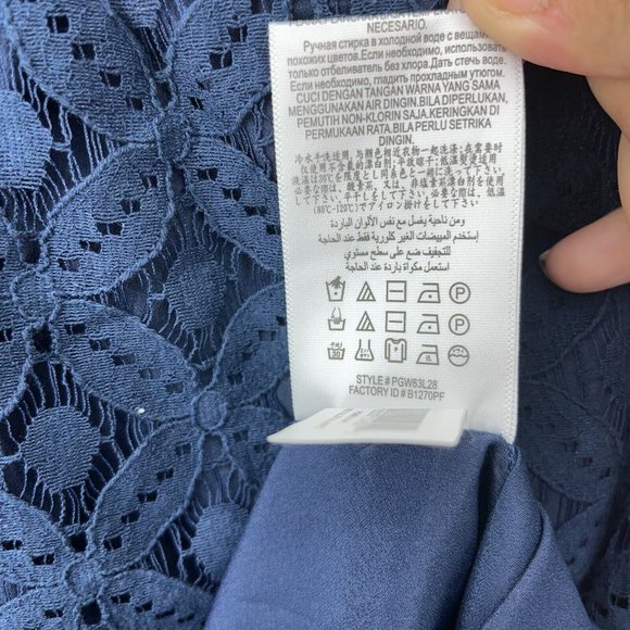 BCBGENERATION Off Shoulder Lace Blue Navy Dress NWT Size S - Picture 2 of 6